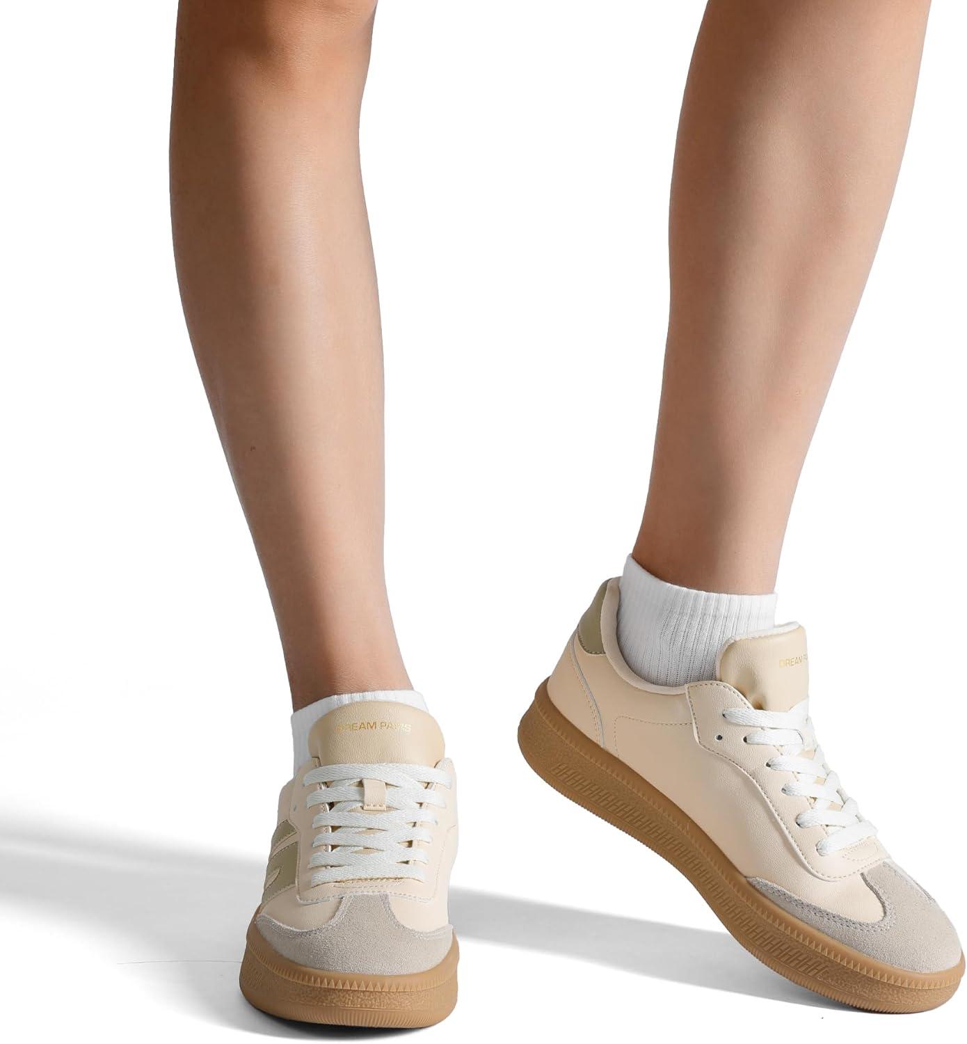 imageDREAM PAIRS Womens Tennis Sneakers Walking Casual LaceUp Footwear Comfortable Fashion Sneakers ShoesBeige