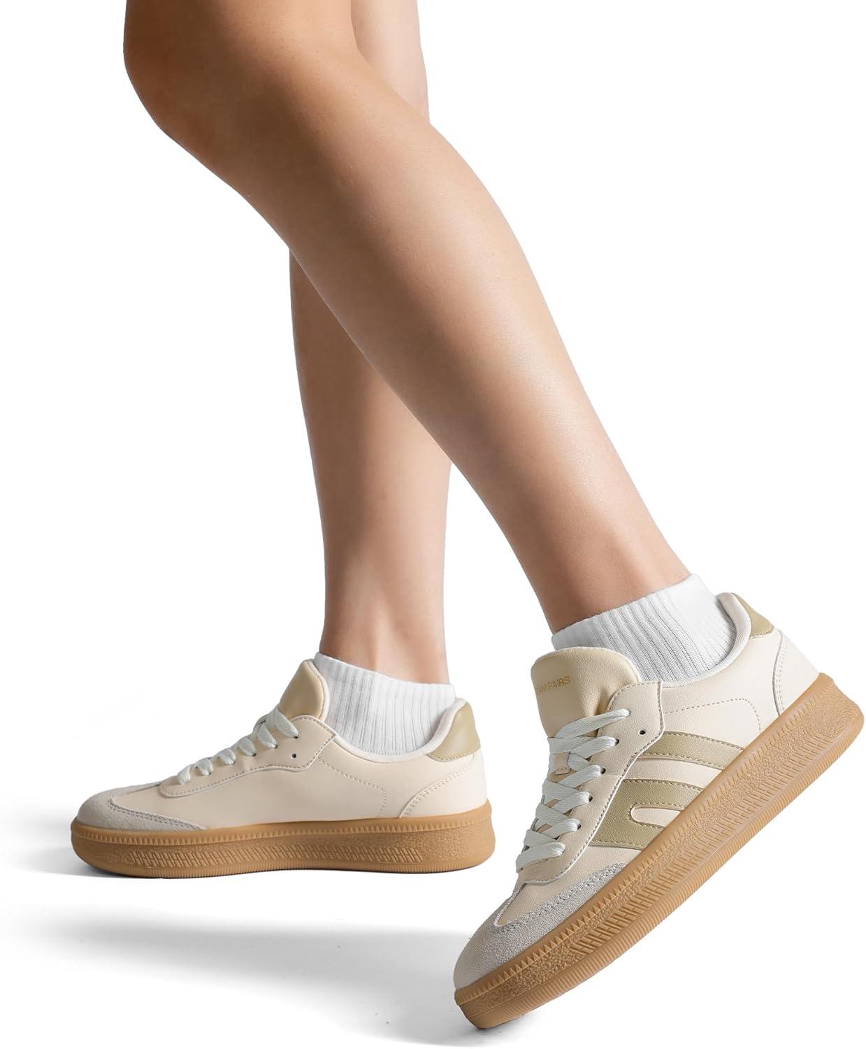 imageDREAM PAIRS Womens Tennis Sneakers Walking Casual LaceUp Footwear Comfortable Fashion Sneakers ShoesBeige