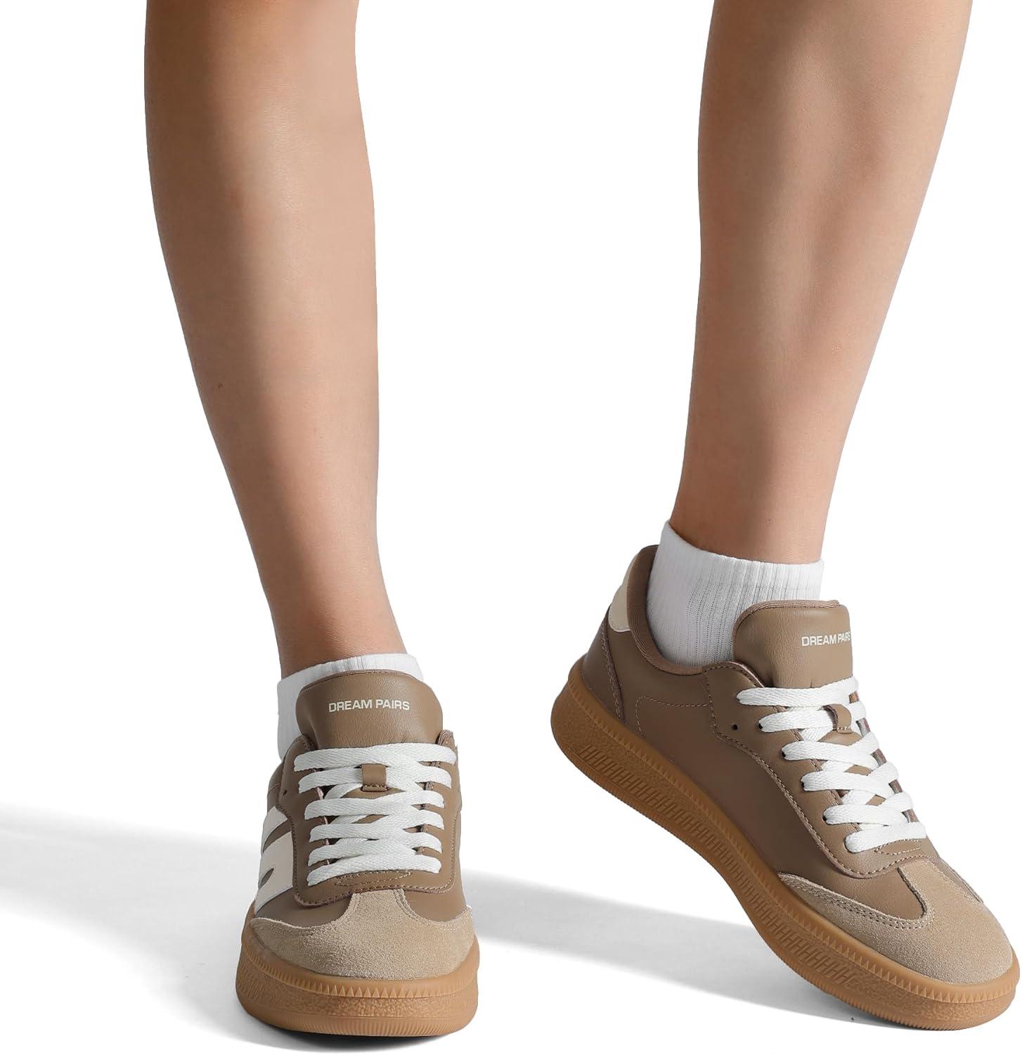 imageDREAM PAIRS Womens Tennis Sneakers Walking Casual LaceUp Footwear Comfortable Fashion Sneakers ShoesBrown