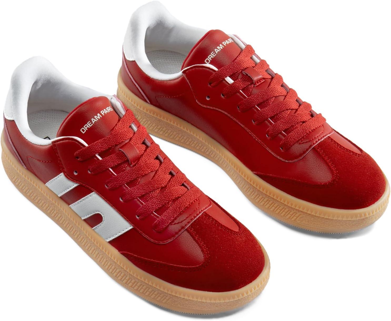 imageDREAM PAIRS Womens Tennis Sneakers Walking Casual LaceUp Footwear Comfortable Fashion Sneakers ShoesRed