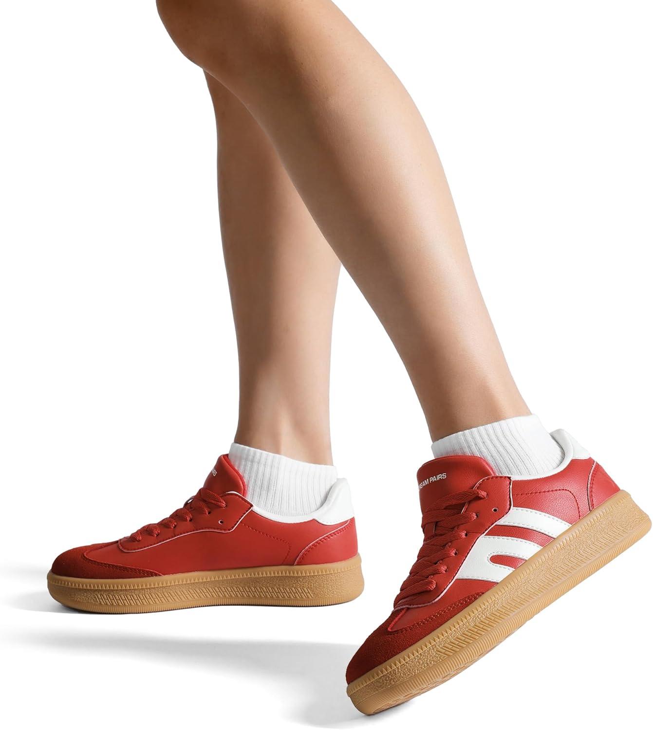 imageDREAM PAIRS Womens Tennis Sneakers Walking Casual LaceUp Footwear Comfortable Fashion Sneakers ShoesRed