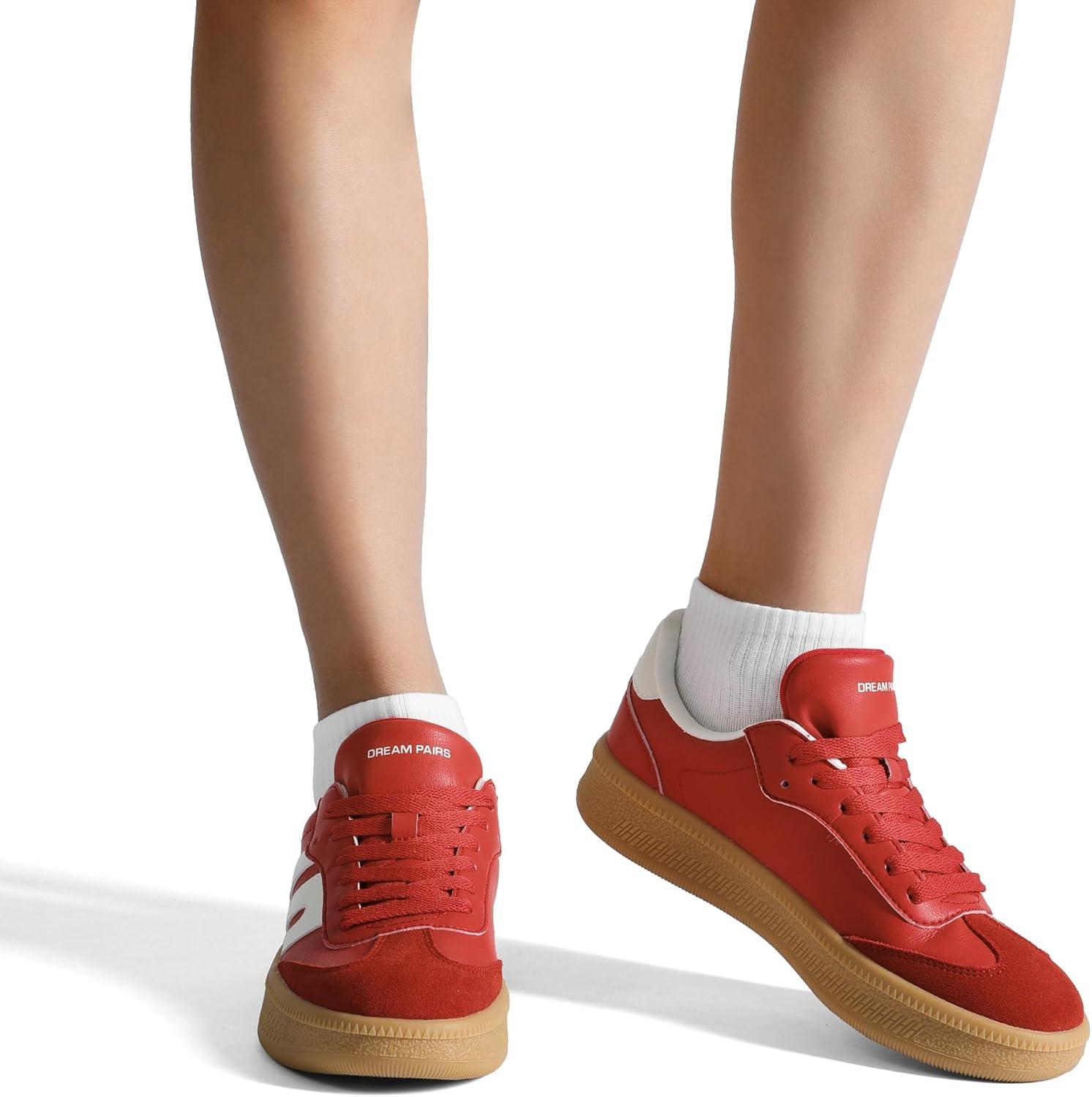 imageDREAM PAIRS Womens Tennis Sneakers Walking Casual LaceUp Footwear Comfortable Fashion Sneakers ShoesRed