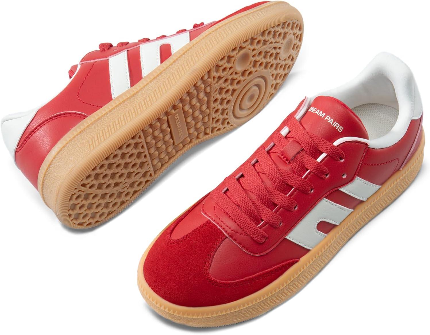 imageDREAM PAIRS Womens Tennis Sneakers Walking Casual LaceUp Footwear Comfortable Fashion Sneakers ShoesRed