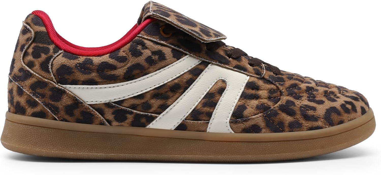 imageDREAM PAIRS Womens Tennis Sneakers Walking Casual LaceUp Footwear Comfortable Trendy FoldOver Design Fashion Sneakers ShoesLeopardfabric