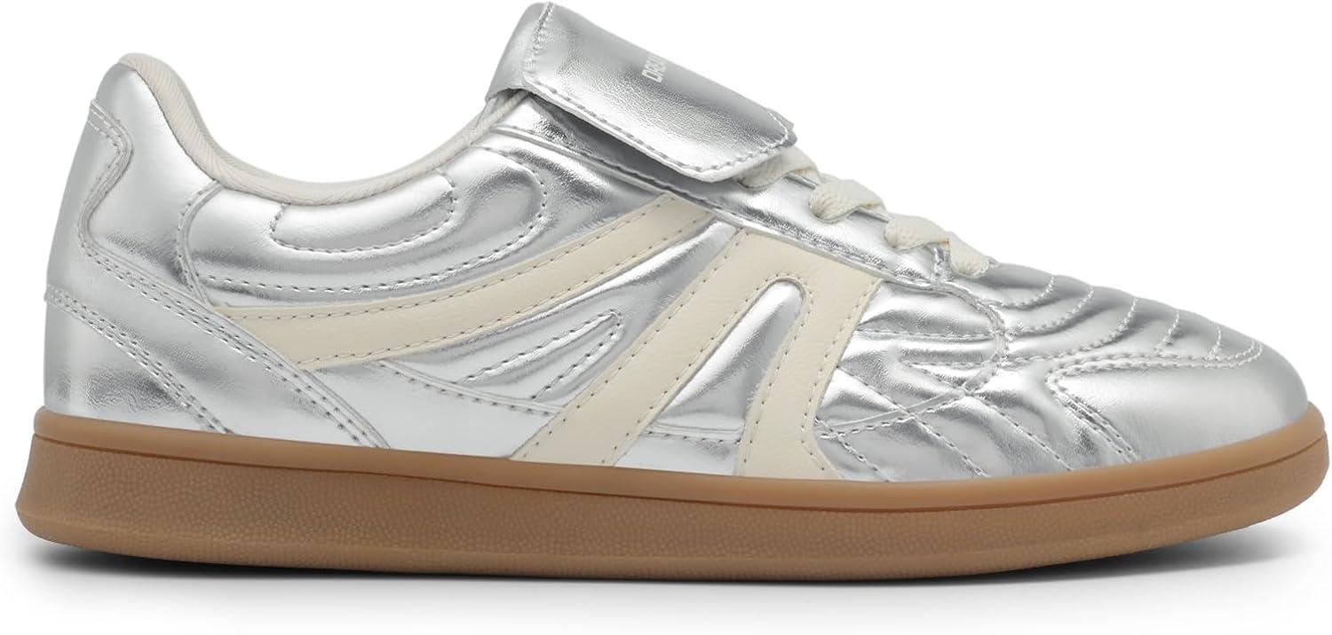 imageDREAM PAIRS Womens Tennis Sneakers Walking Casual LaceUp Footwear Comfortable Trendy FoldOver Design Fashion Sneakers ShoesSilver