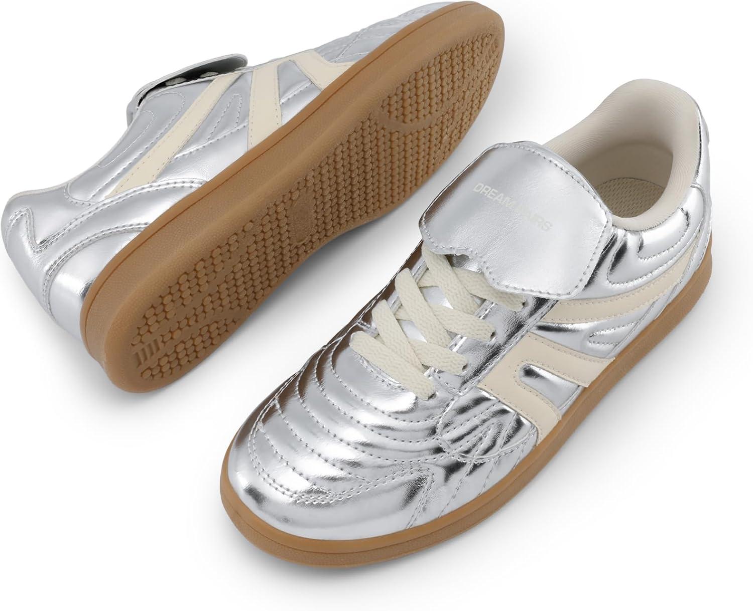 imageDREAM PAIRS Womens Tennis Sneakers Walking Casual LaceUp Footwear Comfortable Trendy FoldOver Design Fashion Sneakers ShoesSilver