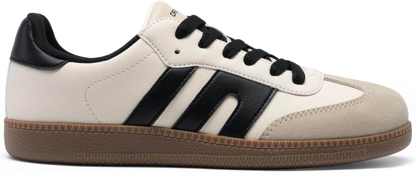 imageDREAM PAIRS Womens Tennis Sneakers Walking Flat LowTop Casual LaceUp Comfortable Nia Fashion Sneakers ShoesBeige Black