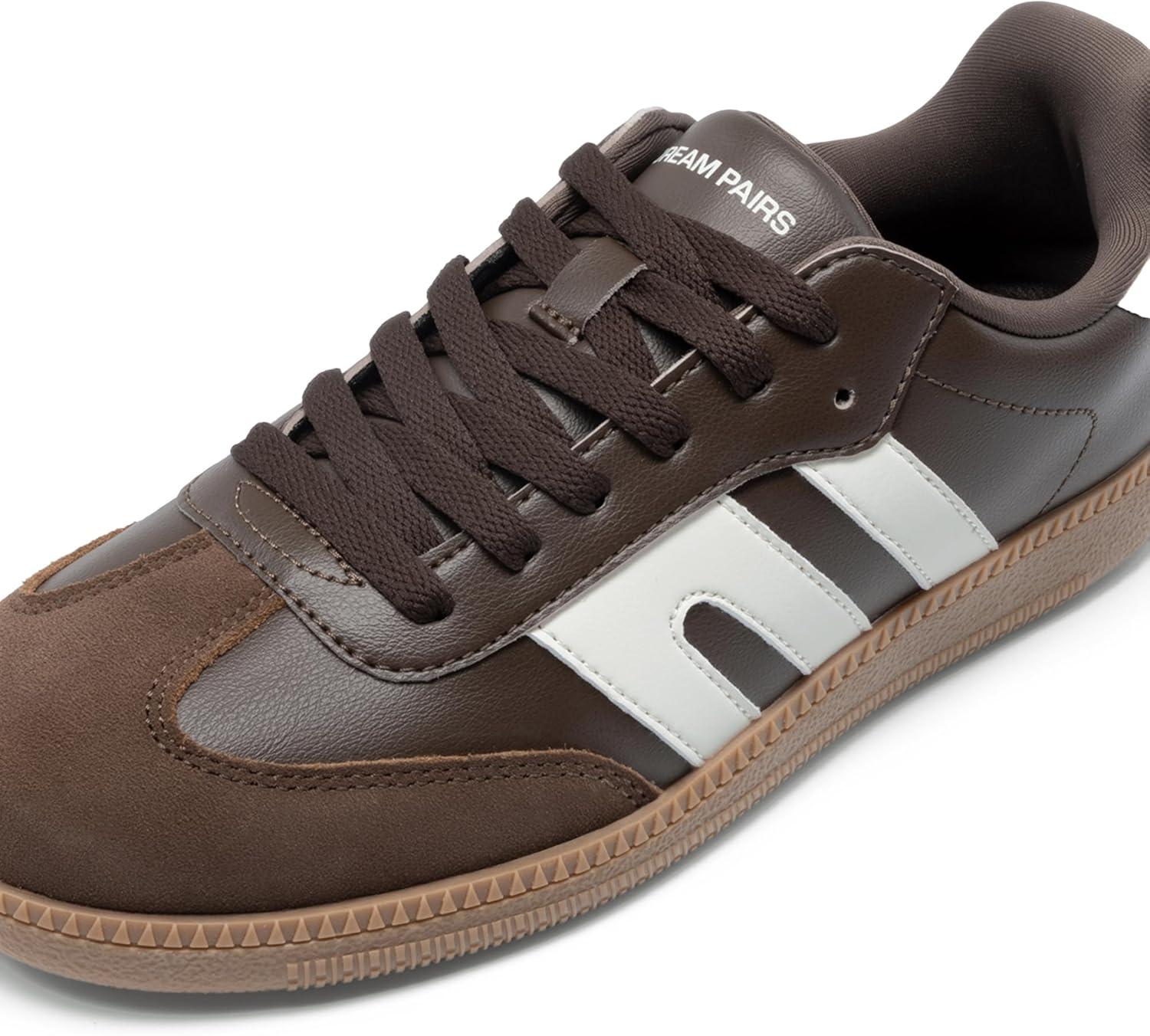 imageDREAM PAIRS Womens Tennis Sneakers Walking Flat LowTop Casual LaceUp Comfortable Nia Fashion Sneakers ShoesBrown