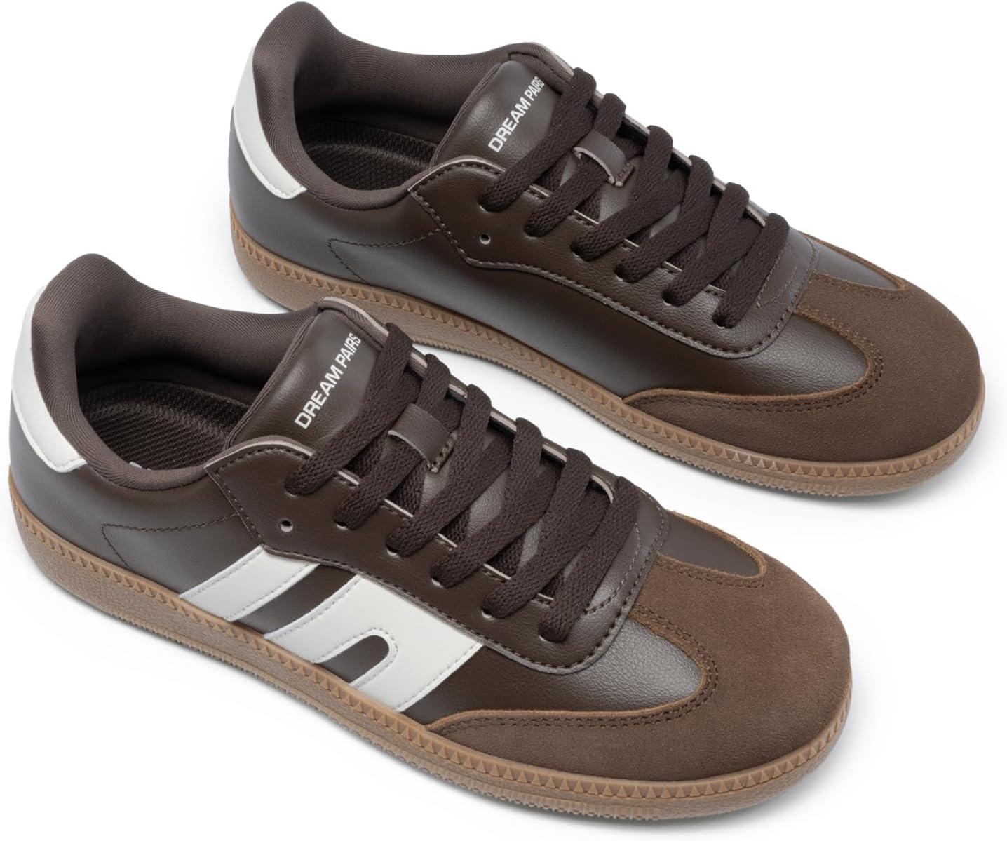 imageDREAM PAIRS Womens Tennis Sneakers Walking Flat LowTop Casual LaceUp Comfortable Nia Fashion Sneakers ShoesBrown