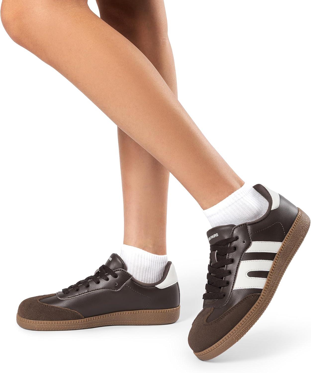 imageDREAM PAIRS Womens Tennis Sneakers Walking Flat LowTop Casual LaceUp Comfortable Nia Fashion Sneakers ShoesBrown