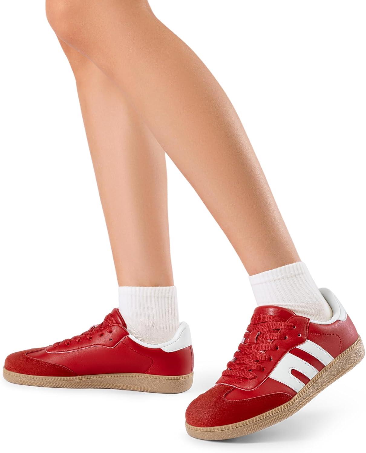 imageDREAM PAIRS Womens Tennis Sneakers Walking Flat LowTop Casual LaceUp Comfortable Nia Fashion Sneakers ShoesRed Multi