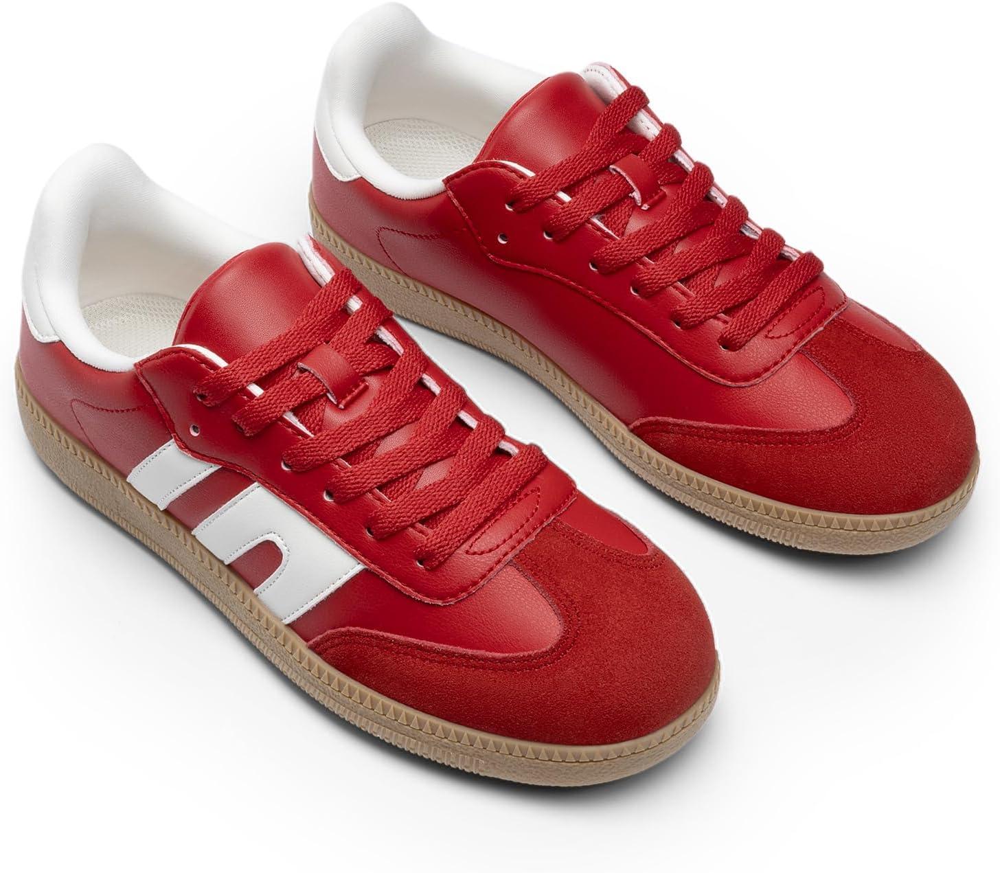 imageDREAM PAIRS Womens Tennis Sneakers Walking Flat LowTop Casual LaceUp Comfortable Nia Fashion Sneakers ShoesRed Multi