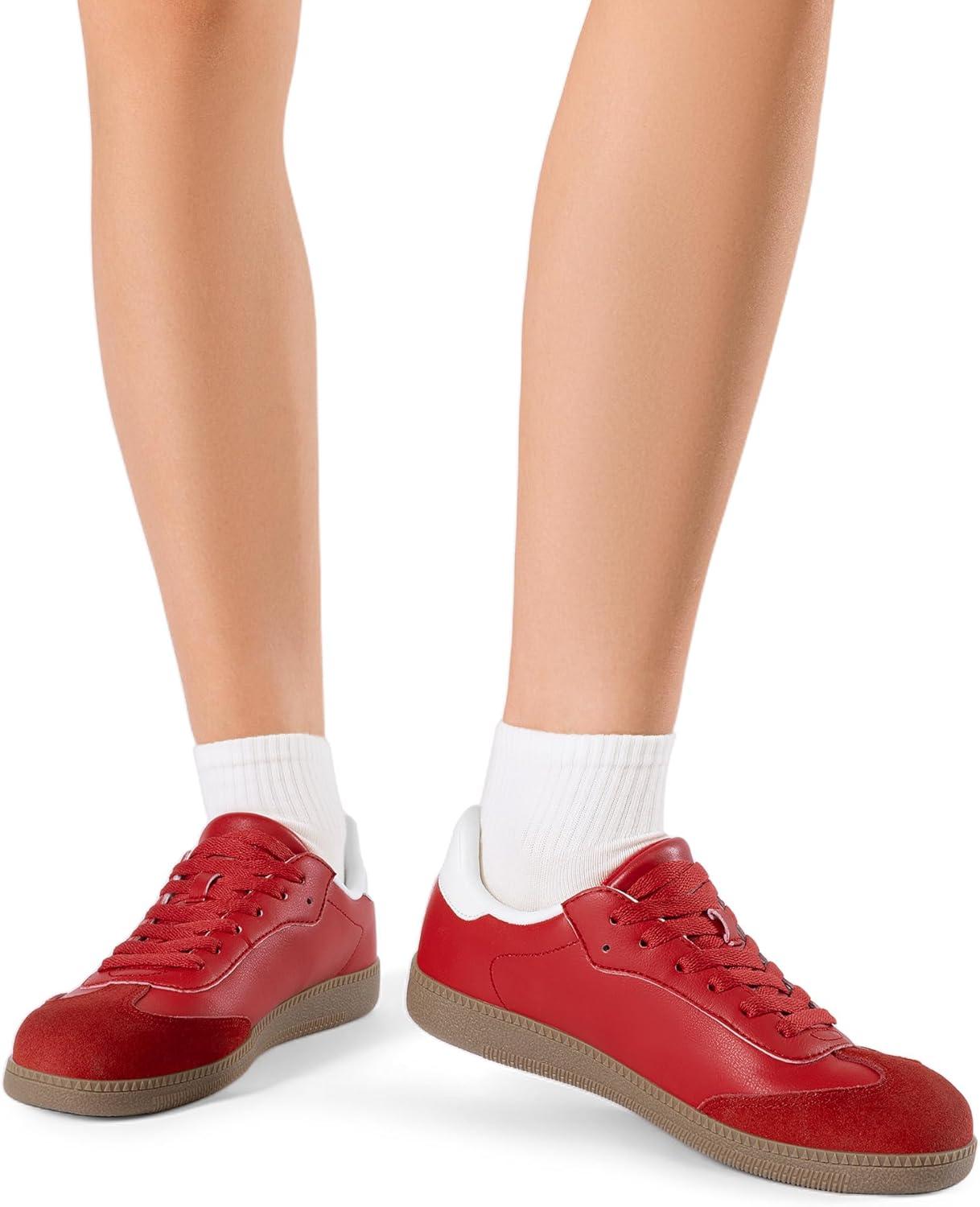 imageDREAM PAIRS Womens Tennis Sneakers Walking Flat LowTop Casual LaceUp Comfortable Nia Fashion Sneakers ShoesRed Multi