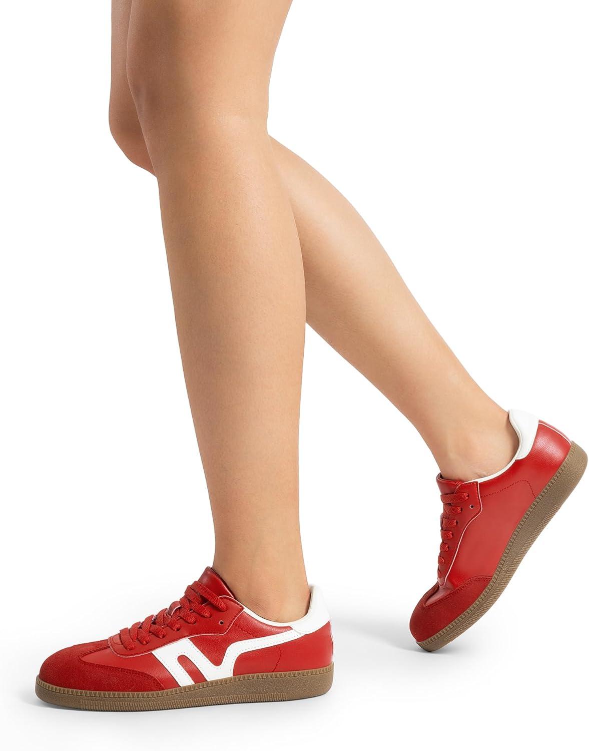 imageDREAM PAIRS Womens Tennis Sneakers Walking Flat LowTop Casual LaceUp Comfortable Nia Fashion Sneakers ShoesRedWhite