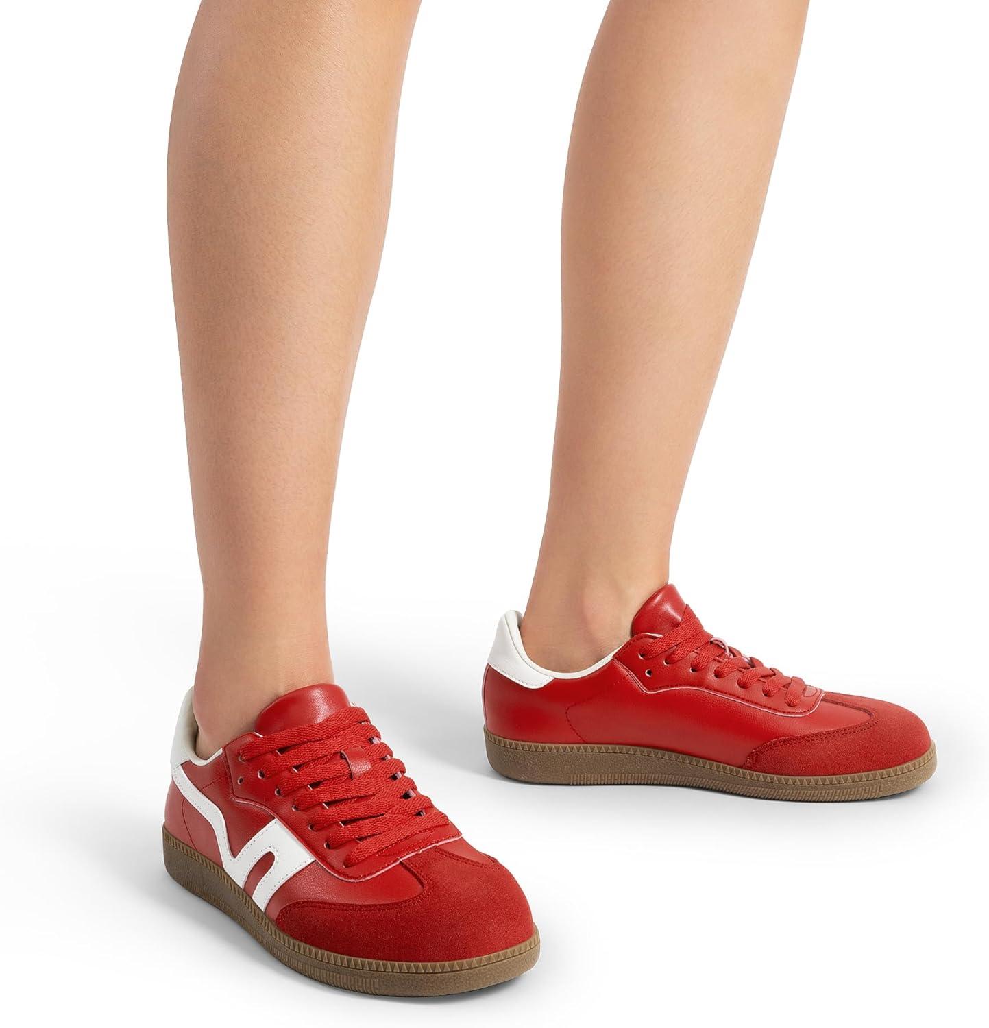 imageDREAM PAIRS Womens Tennis Sneakers Walking Flat LowTop Casual LaceUp Comfortable Nia Fashion Sneakers ShoesRedWhite