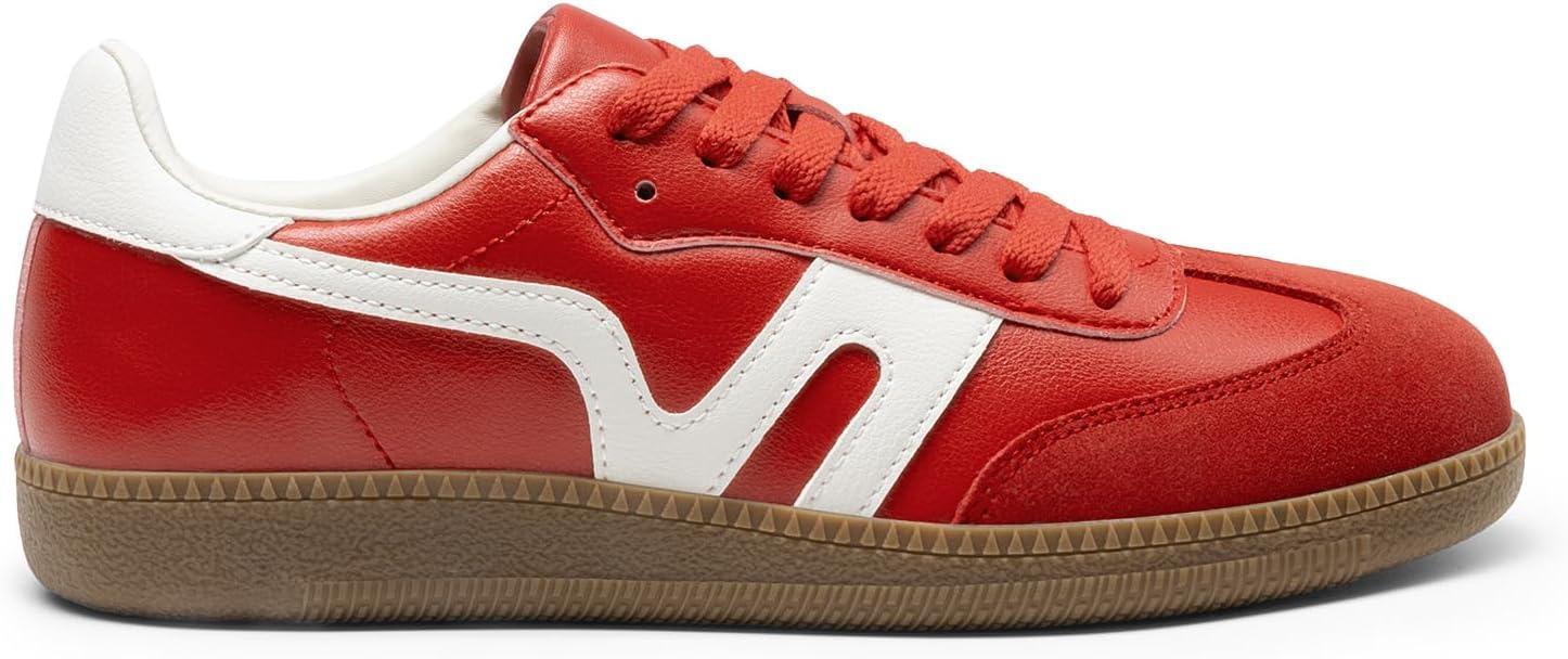 imageDREAM PAIRS Womens Tennis Sneakers Walking Flat LowTop Casual LaceUp Comfortable Nia Fashion Sneakers ShoesRedWhite