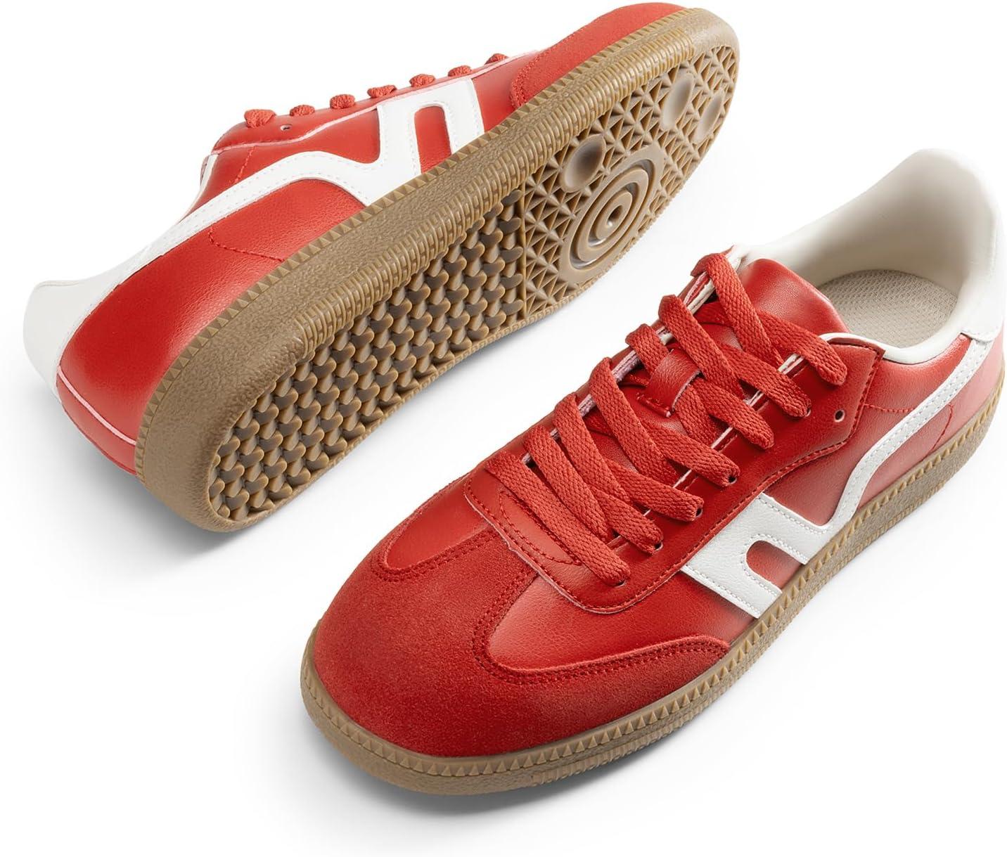 imageDREAM PAIRS Womens Tennis Sneakers Walking Flat LowTop Casual LaceUp Comfortable Nia Fashion Sneakers ShoesRedWhite