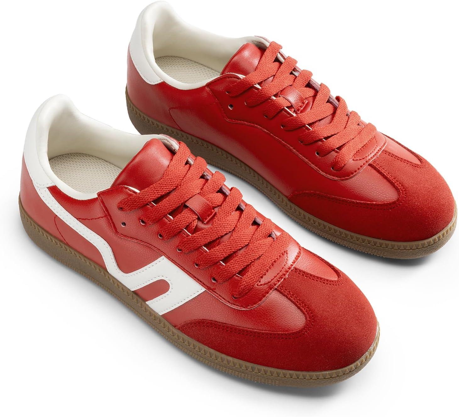 imageDREAM PAIRS Womens Tennis Sneakers Walking Flat LowTop Casual LaceUp Comfortable Nia Fashion Sneakers ShoesRedWhite