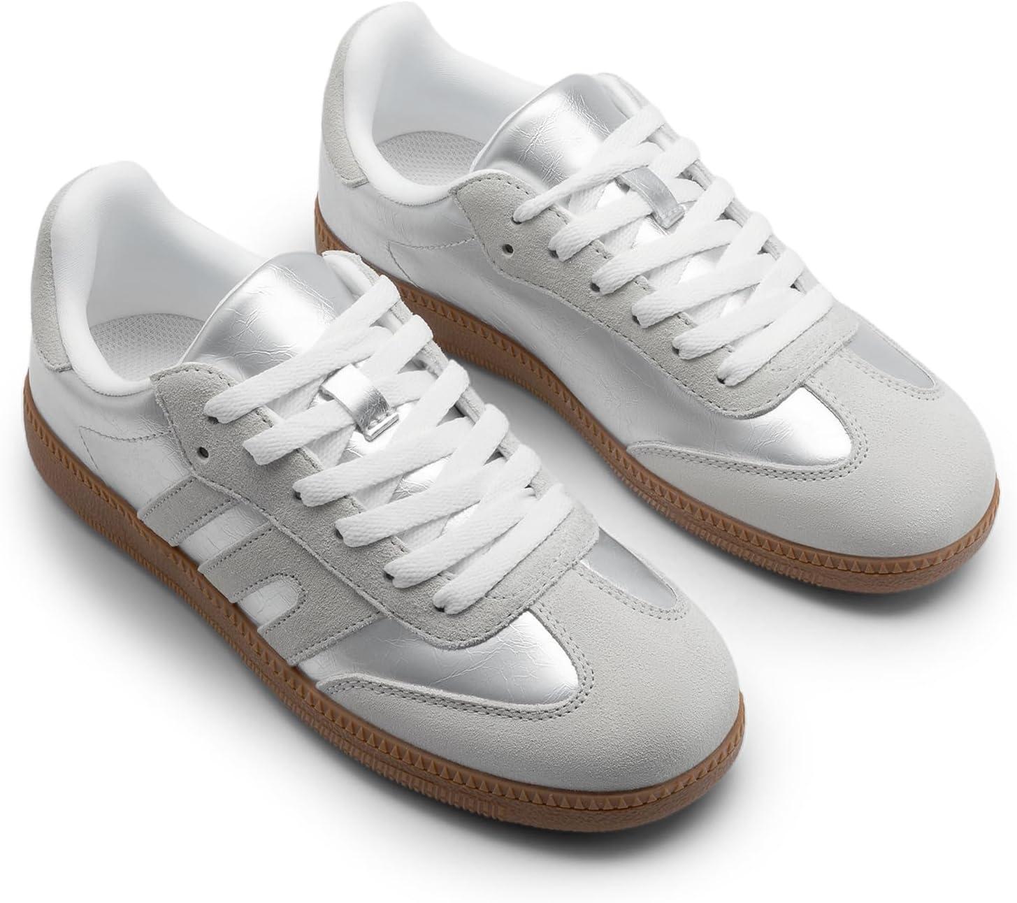 imageDREAM PAIRS Womens Tennis Sneakers Walking Flat LowTop Casual LaceUp Comfortable Nia Fashion Sneakers ShoesSilver Multi