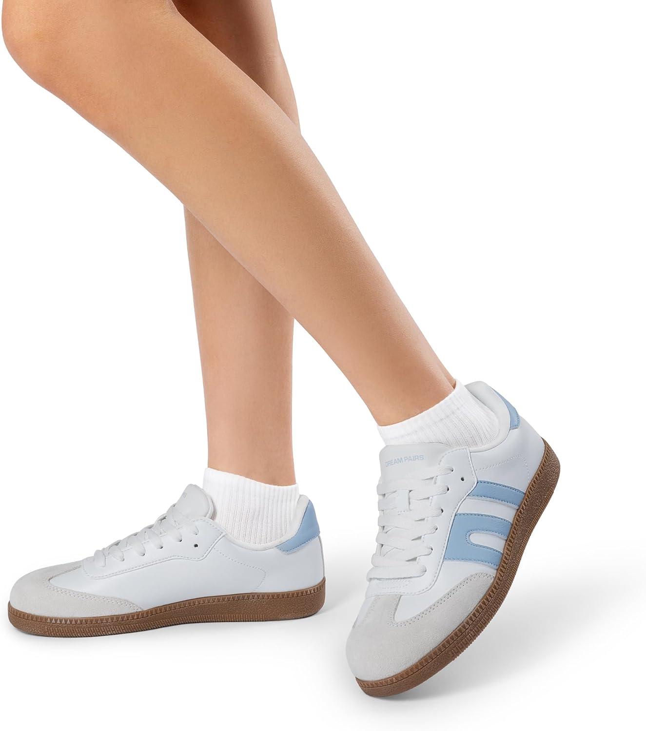 imageDREAM PAIRS Womens Tennis Sneakers Walking Flat LowTop Casual LaceUp Comfortable Nia Fashion Sneakers ShoesWhite Blue