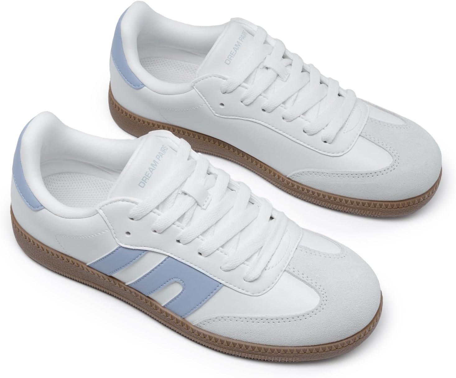 imageDREAM PAIRS Womens Tennis Sneakers Walking Flat LowTop Casual LaceUp Comfortable Nia Fashion Sneakers ShoesWhite Blue