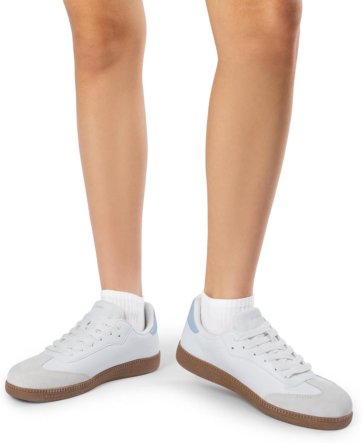 imageDREAM PAIRS Womens Tennis Sneakers Walking Flat LowTop Casual LaceUp Comfortable Nia Fashion Sneakers ShoesWhite Blue