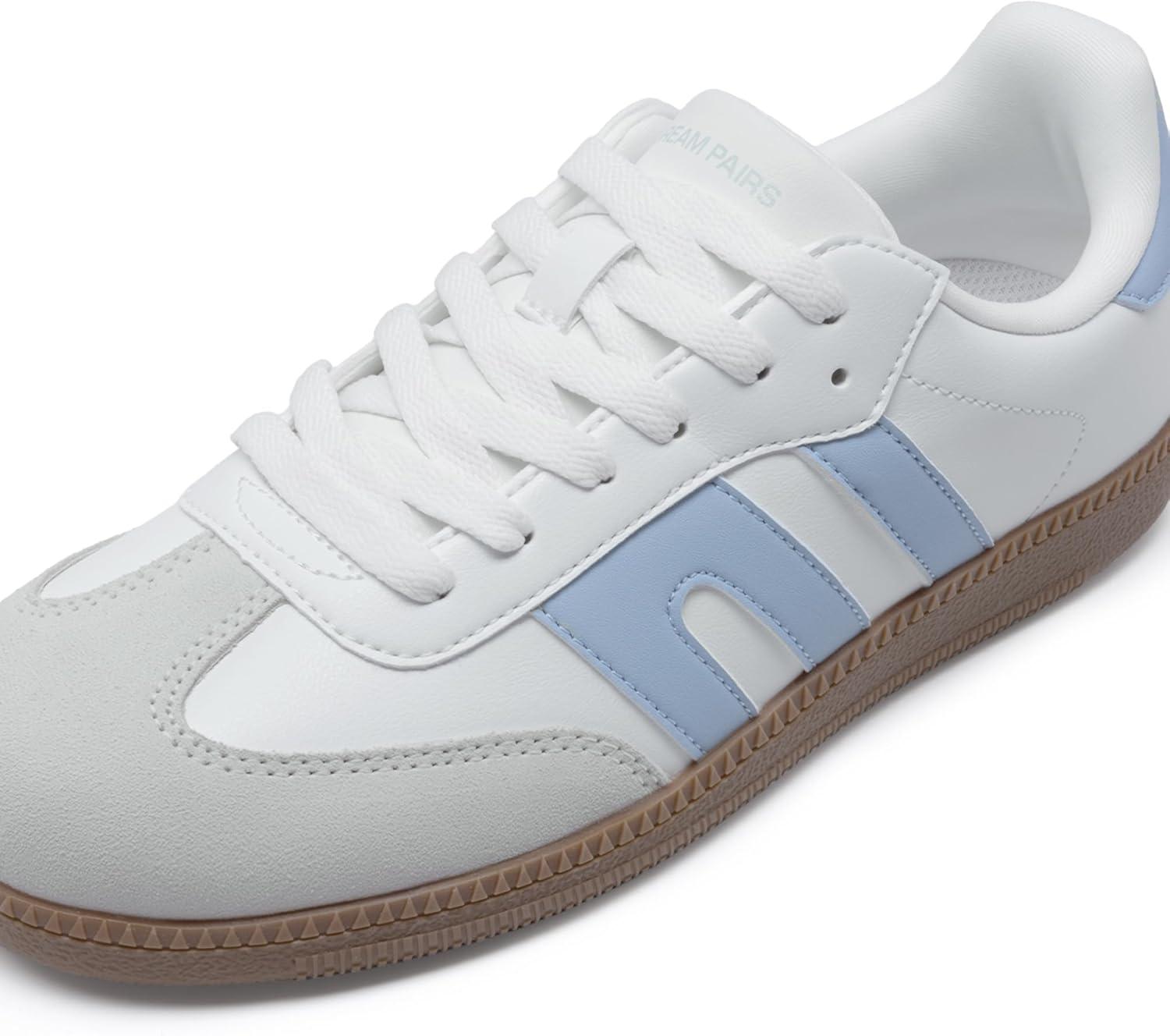 imageDREAM PAIRS Womens Tennis Sneakers Walking Flat LowTop Casual LaceUp Comfortable Nia Fashion Sneakers ShoesWhite Blue