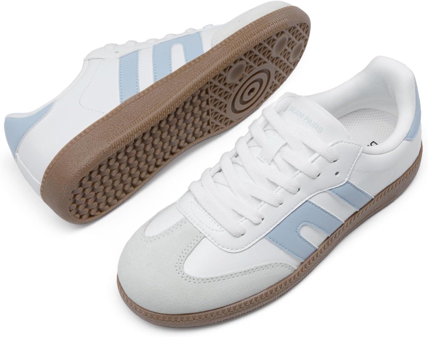 imageDREAM PAIRS Womens Tennis Sneakers Walking Flat LowTop Casual LaceUp Comfortable Nia Fashion Sneakers ShoesWhite Blue