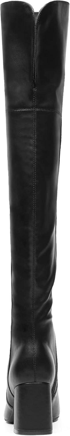 imageDREAM PAIRS Womens Thigh High Over the Knee Fashion Chunky Heel Long BootsBlackPu