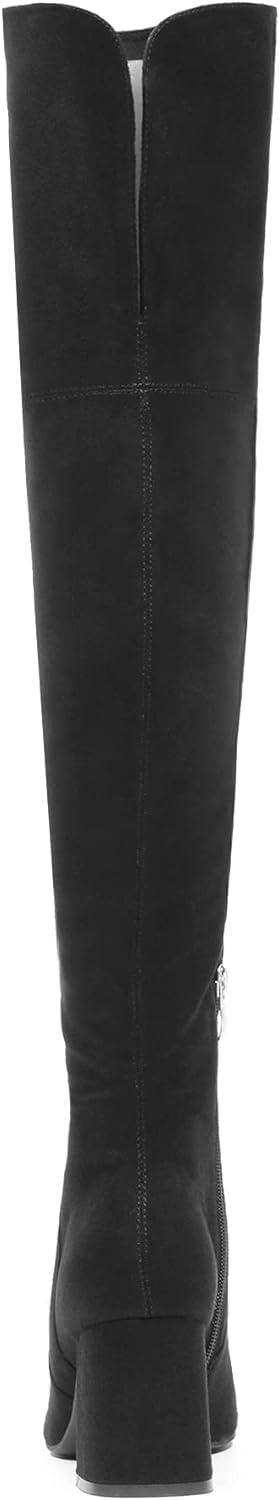 imageDREAM PAIRS Womens Thigh High Over the Knee Fashion Chunky Heel Long BootsBlackSuede