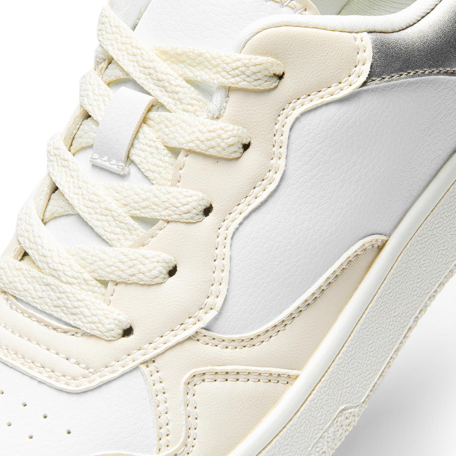 imageDREAM PAIRS Womens Walking Skateboard Shoes Sneakers Pu Leather Char Flat LowTop LaceUp Comfortable Casual Athletic NonSlip Running Fashion SneakersBeige