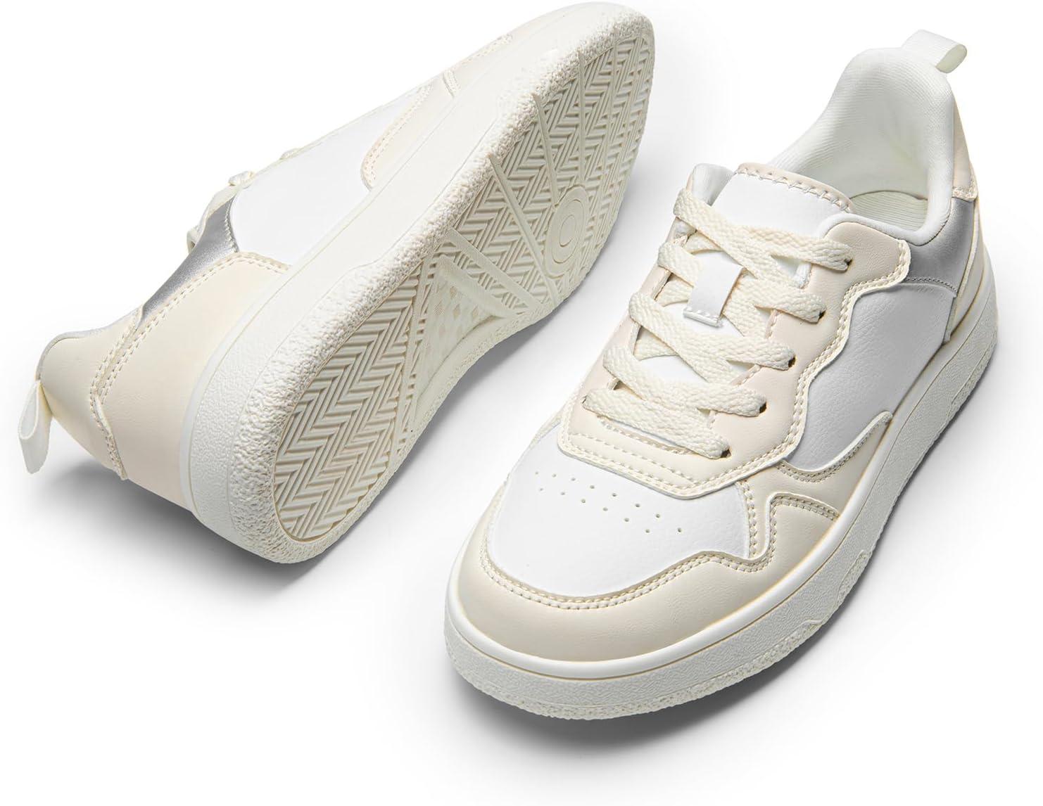 imageDREAM PAIRS Womens Walking Skateboard Shoes Sneakers Pu Leather Char Flat LowTop LaceUp Comfortable Casual Athletic NonSlip Running Fashion SneakersBeige