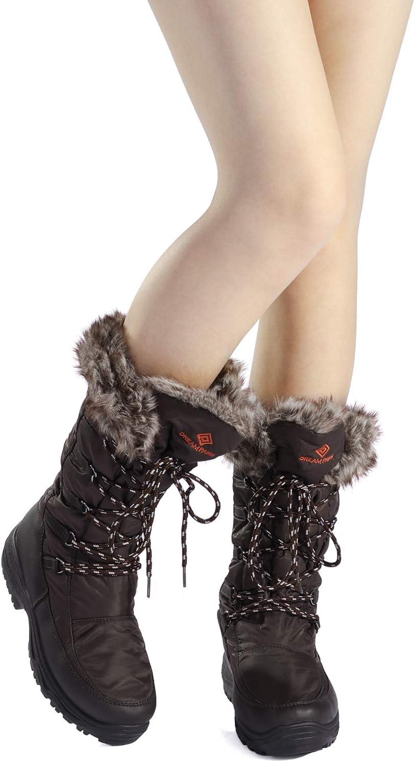 imageDREAM PAIRS Womens Warm Faux Fur Lined MidCalf Winter Snow BootsBrown