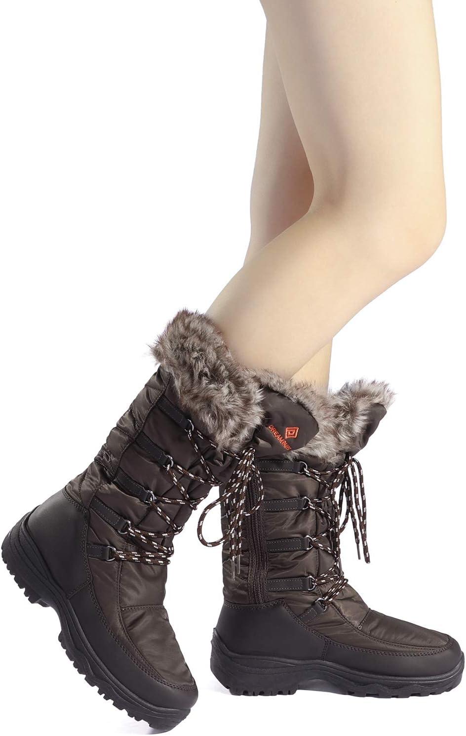 imageDREAM PAIRS Womens Warm Faux Fur Lined MidCalf Winter Snow BootsBrown