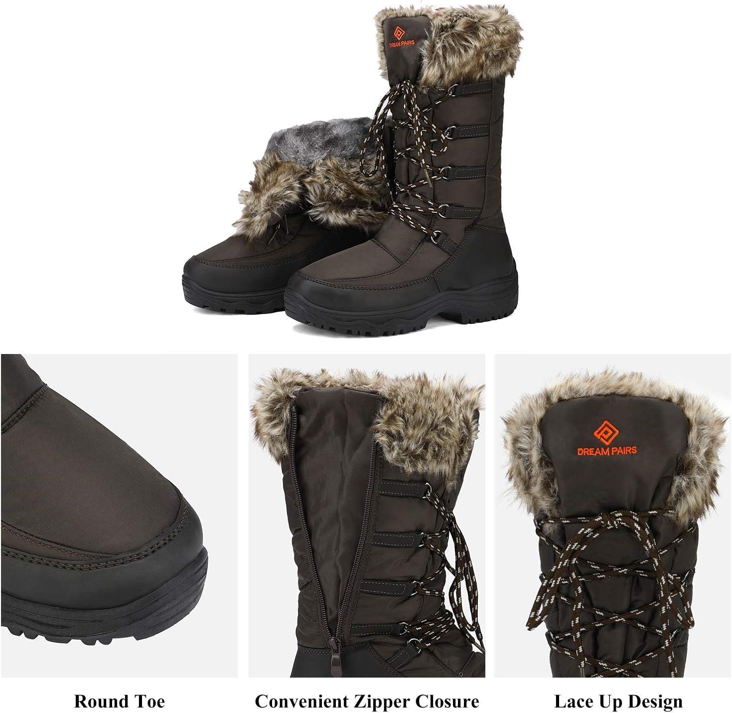 imageDREAM PAIRS Womens Warm Faux Fur Lined MidCalf Winter Snow BootsBrown