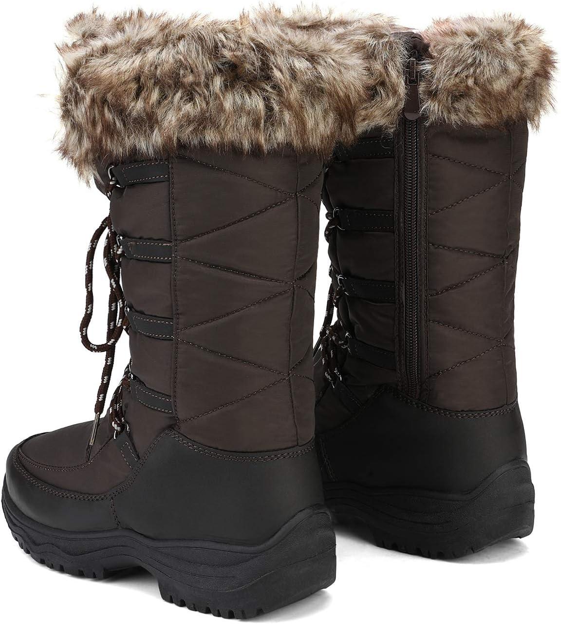 imageDREAM PAIRS Womens Warm Faux Fur Lined MidCalf Winter Snow BootsBrown