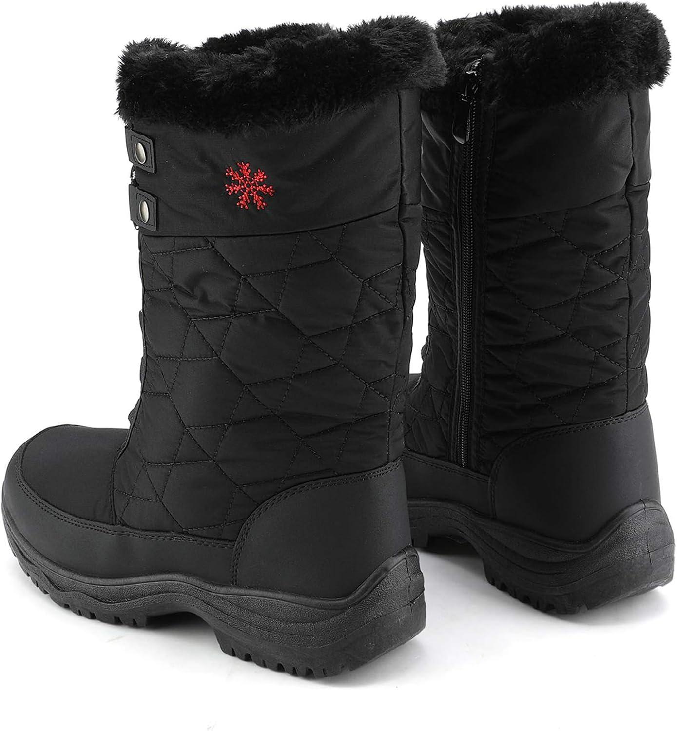 imageDREAM PAIRS Womens Warm Faux Fur Lined MidCalf Winter Snow BootsGooseBlack