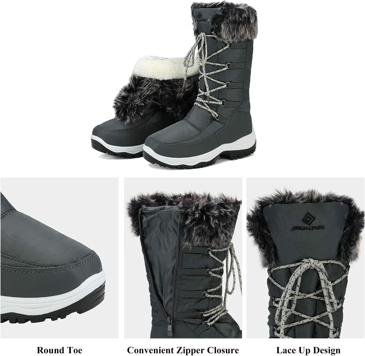 imageDREAM PAIRS Womens Warm Faux Fur Lined MidCalf Winter Snow BootsGrey