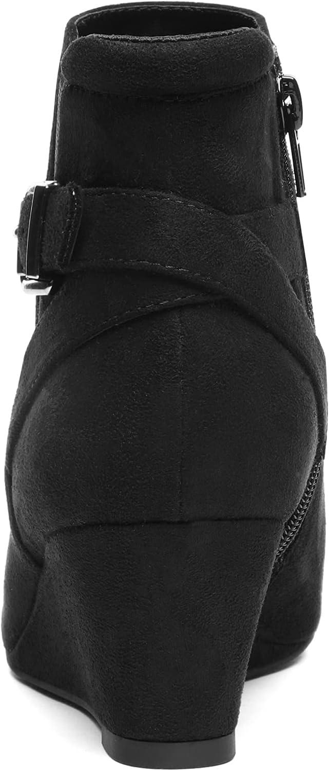 imageDREAM PAIRS Womens Wedge Ankle Boots Fall Low Heel Short Booties ShoesBlack