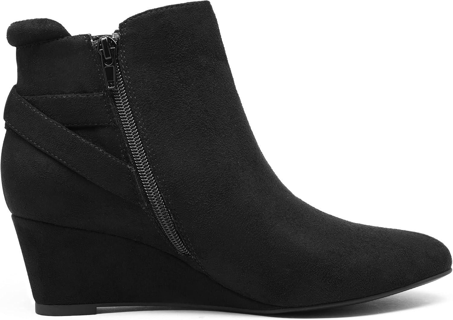 imageDREAM PAIRS Womens Wedge Ankle Boots Fall Low Heel Short Booties ShoesBlack