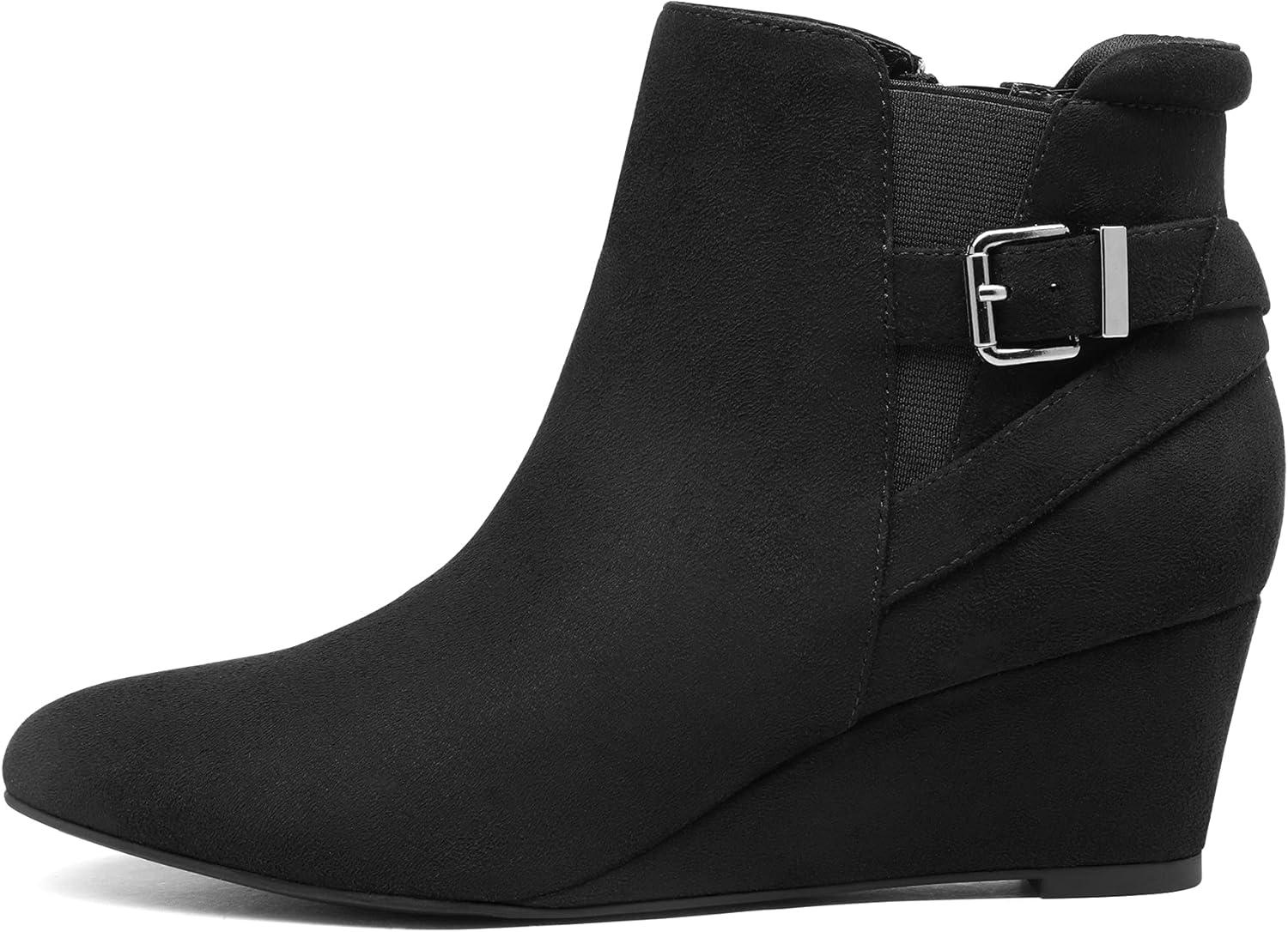 imageDREAM PAIRS Womens Wedge Ankle Boots Fall Low Heel Short Booties ShoesBlack