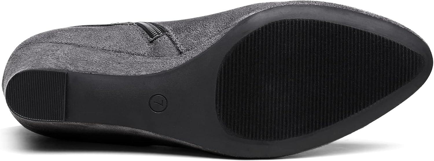 imageDREAM PAIRS Womens Wedge Ankle Boots Fall Low Heel Short Booties ShoesGrey