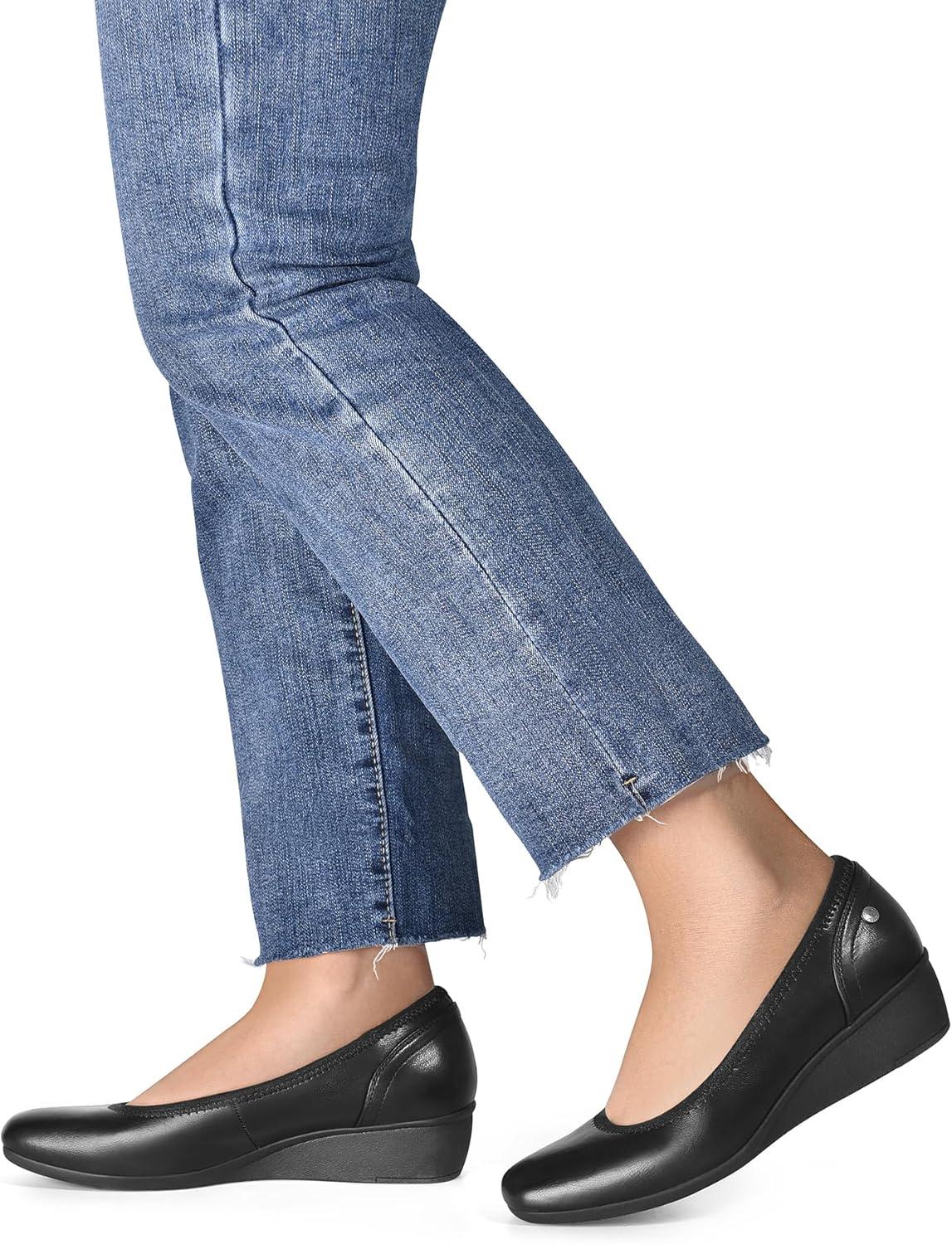 imageDREAM PAIRS Womens Wedge Shoes Closed Toe Low Heel Pumps Comfotable Dress ShoesBlackpu
