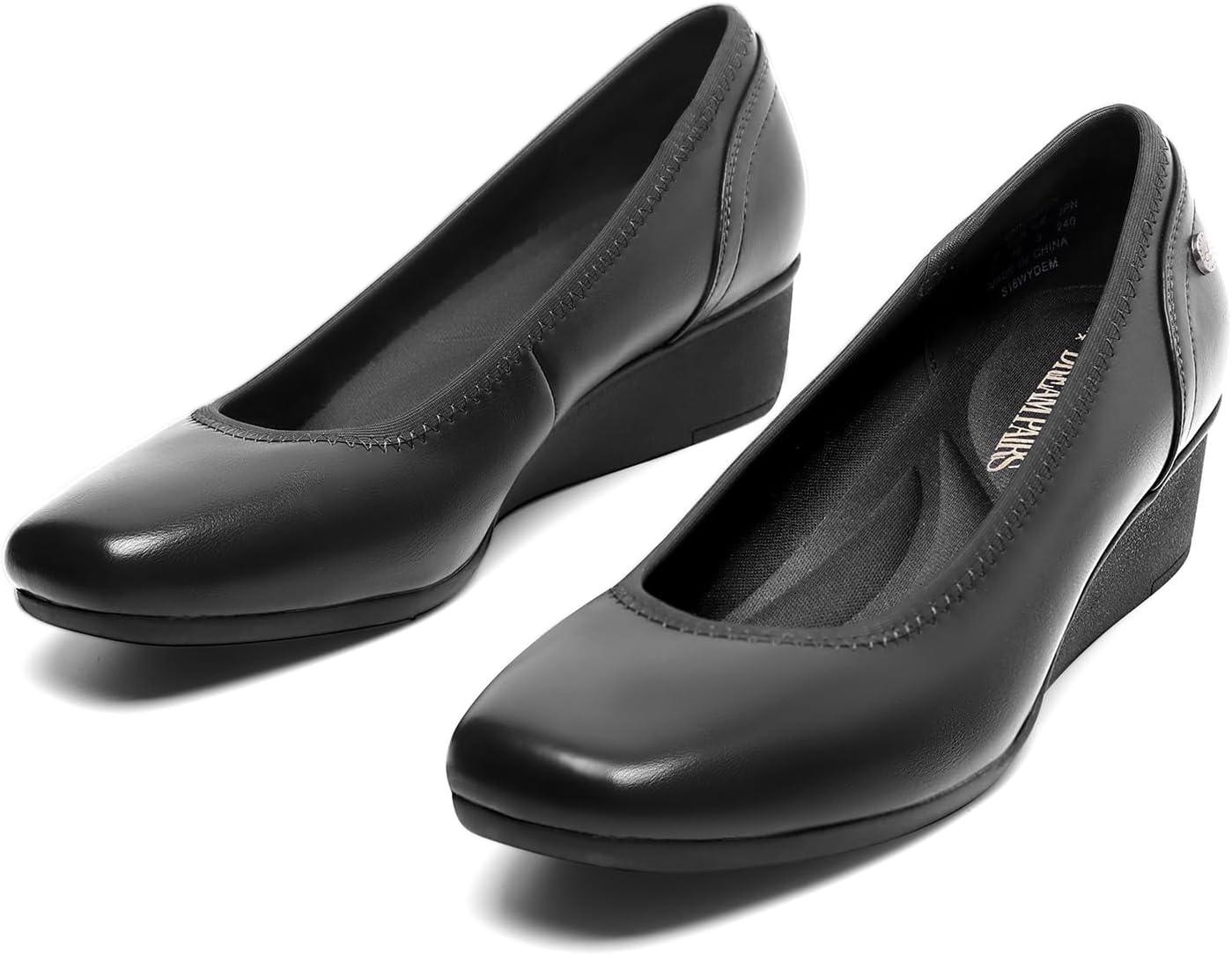 imageDREAM PAIRS Womens Wedge Shoes Closed Toe Low Heel Pumps Comfotable Dress ShoesBlackpu