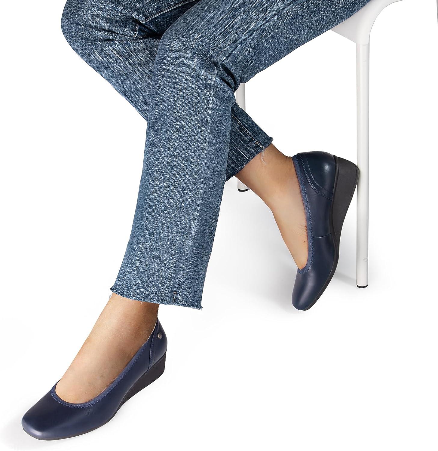 imageDREAM PAIRS Womens Wedge Shoes Closed Toe Low Heel Pumps Comfotable Dress ShoesNavypu