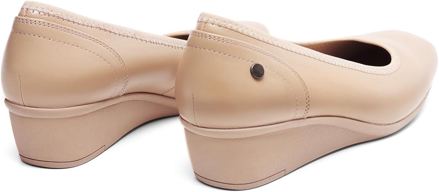 imageDREAM PAIRS Womens Wedge Shoes Closed Toe Low Heel Pumps Comfotable Dress ShoesNudepu