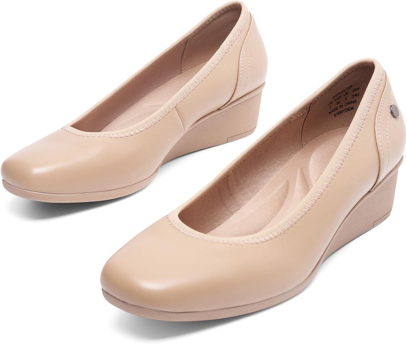 imageDREAM PAIRS Womens Wedge Shoes Closed Toe Low Heel Pumps Comfotable Dress ShoesNudepu
