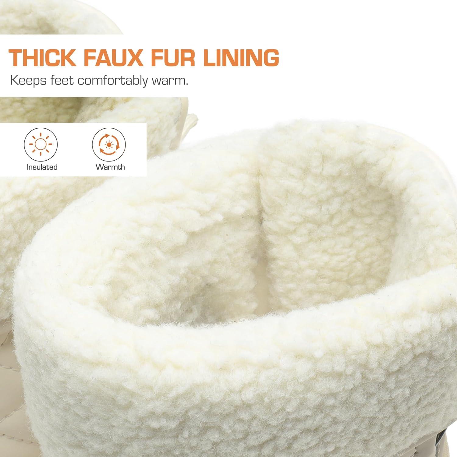 imageDREAM PAIRS Womens Winter Duck Boots Mid Calf Warm Insulated Faux Fur Lined Waterproof Lace Up Snow BootsBeige