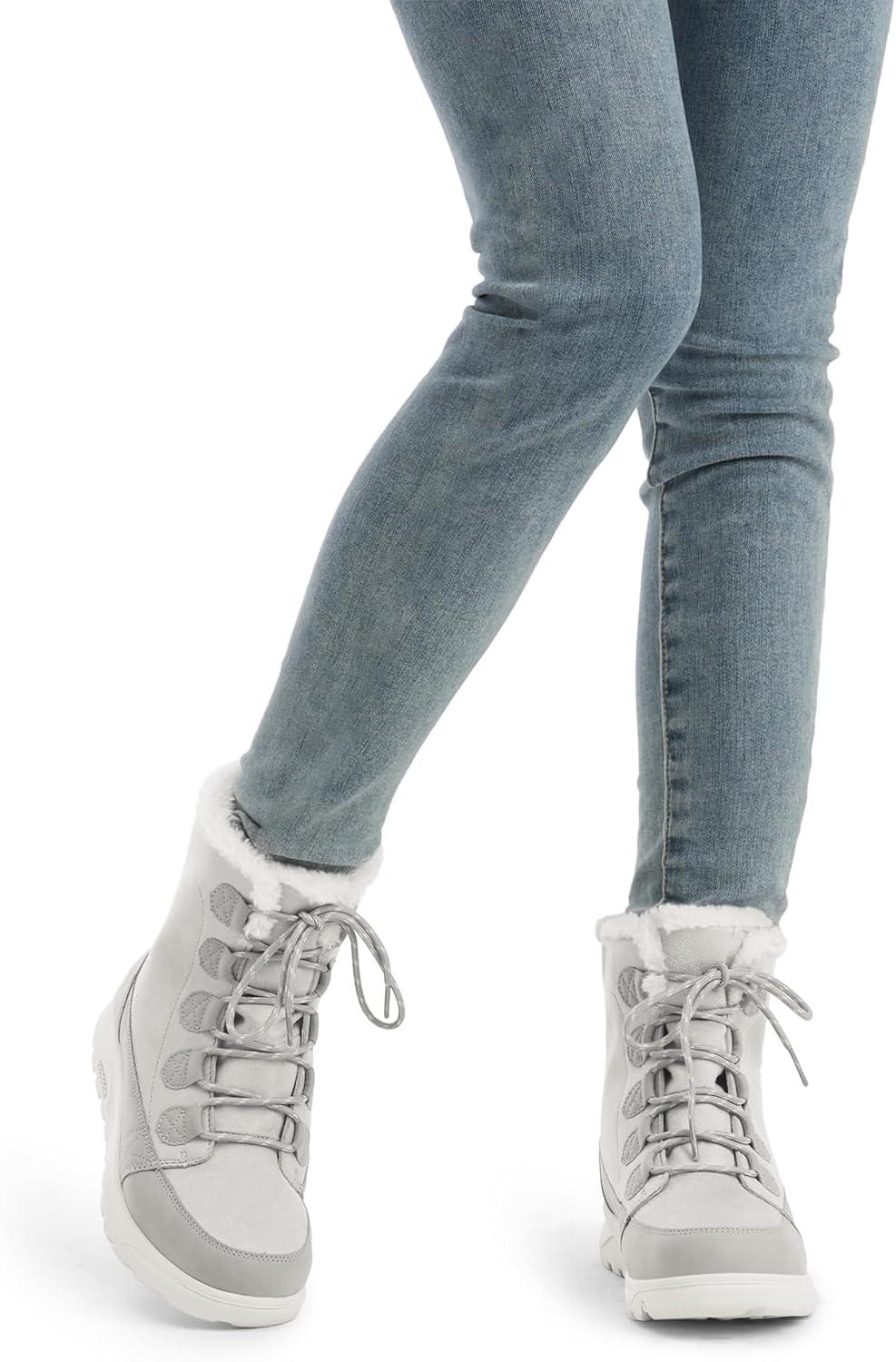 imageDREAM PAIRS Womens Winter Snow Boots Lace Up Warm Comfortable Faux Fur Lining Outdoor Ankle BootiesLight Grey