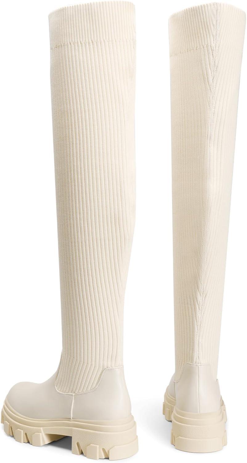 imageDREAM PAIRS womens Over the Knee PlatformBeige